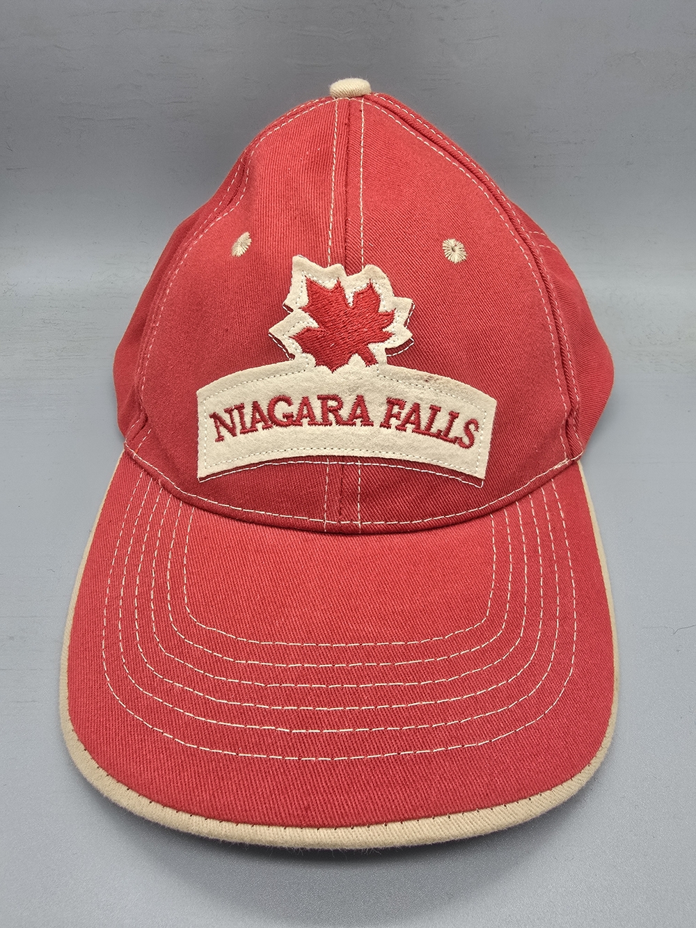 Niagara Falls Red Baseball Cap with Cream Trim
